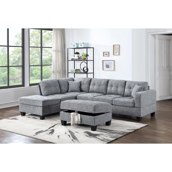 Bella Esprit Kayden Reversible Sectional Sofa with Storage Ottoman